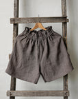 Brown Stripe Linen Shorts