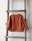 Rust Long Sleeve Button Linen Shirt