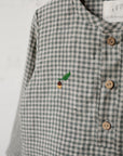 Green Gingham Long Sleeve Button Linen Shirt
