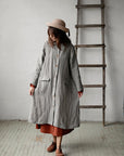 B&W Stripe Classic Linen Coat