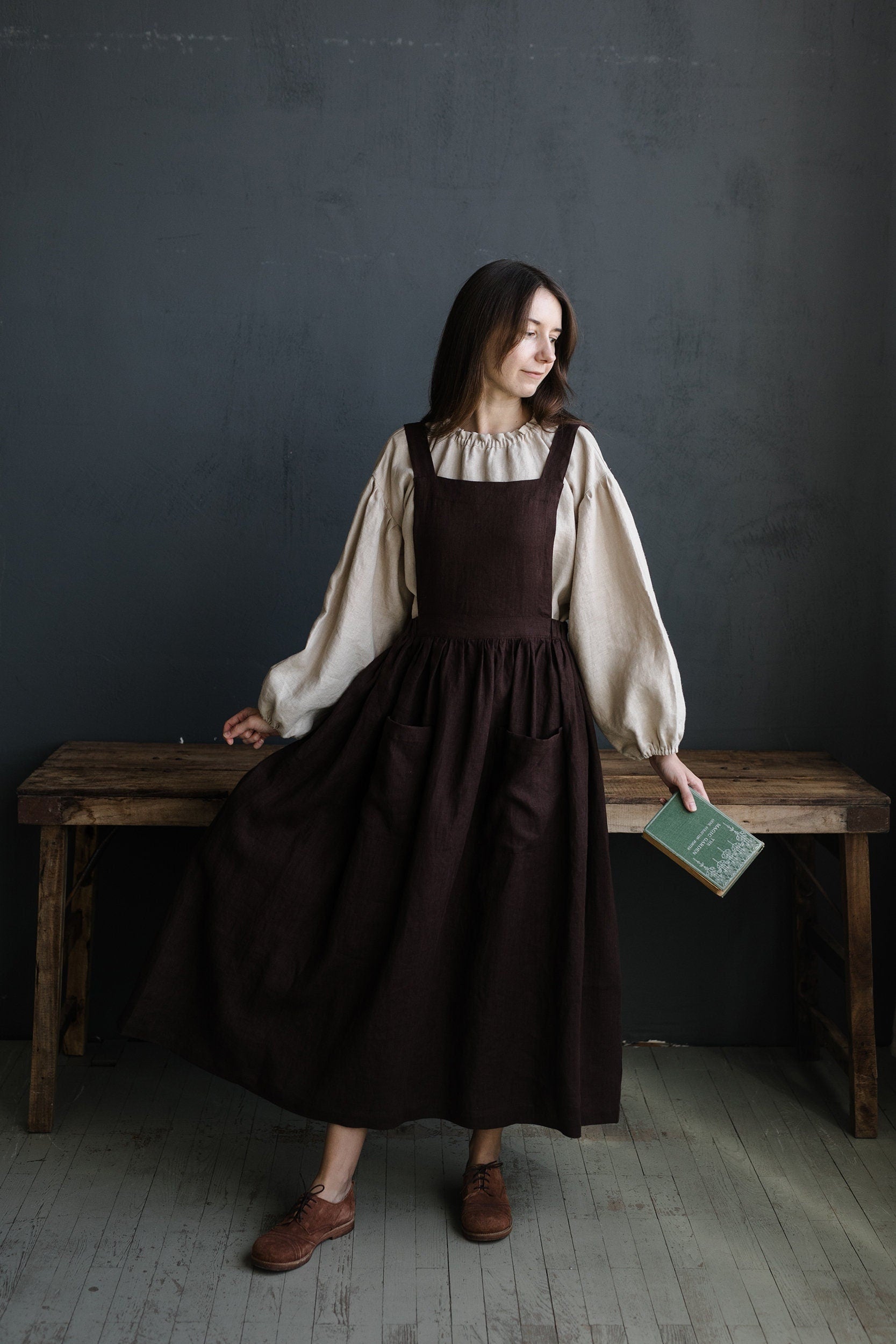 Chocolate Cottage Linen Dress allthebeautifullinen Chocolate Cottage Linen Dress allthebeautifullinen