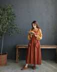 Rust Cottage Linen Dress