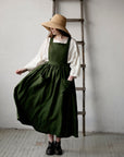 Forest Green Cottage Linen Dress
