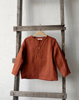 Rust Long Sleeve Button Linen Shirt