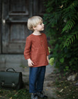 Rust Long Sleeve Button Linen Shirt