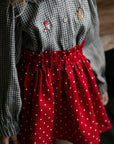 Red Polka Dot Festive Mini Linen Skirt