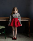 Red Polka Dot Festive Mini Linen Skirt
