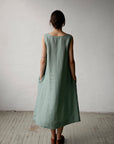 Mint Sleeveless Linen Dress