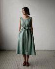 Mint Sleeveless Linen Dress