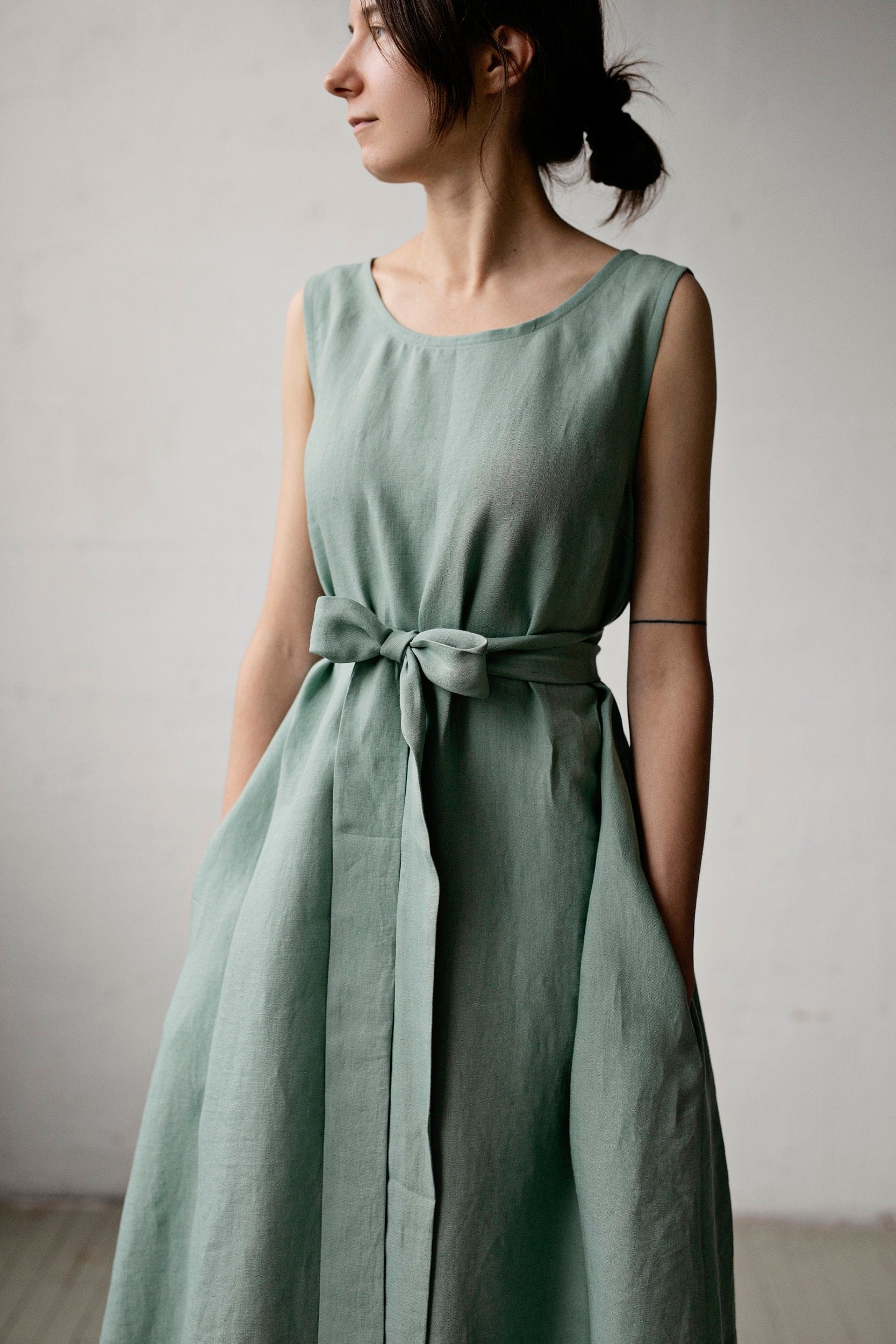 Mint Sleeveless Linen Dress allthebeautifullinen Mint Sleeveless Linen Dress allthebeautifullinen