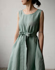 Mint Sleeveless Linen Dress