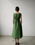Apple Green Sleeveless Linen Dress