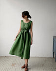 Apple Green Sleeveless Linen Dress