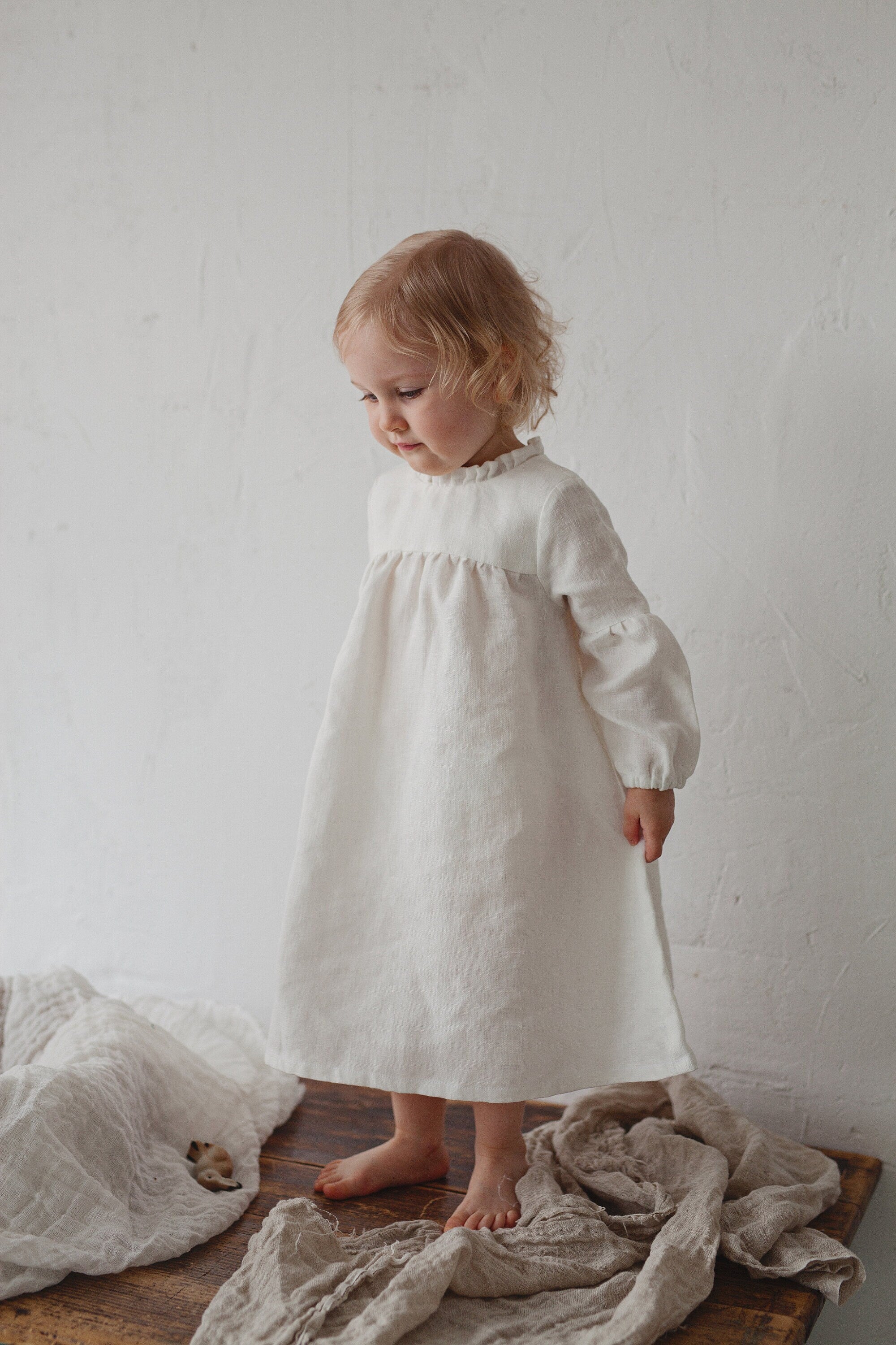 White Winter Ruffle Linen Dress allthebeautifullinen White Winter Ruffle Linen Dress allthebeautifullinen