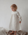 White Winter Ruffle Linen Dress