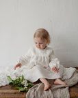 White Winter Ruffle Linen Dress