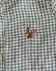 Green Gingham Long Sleeve Button Linen Shirt