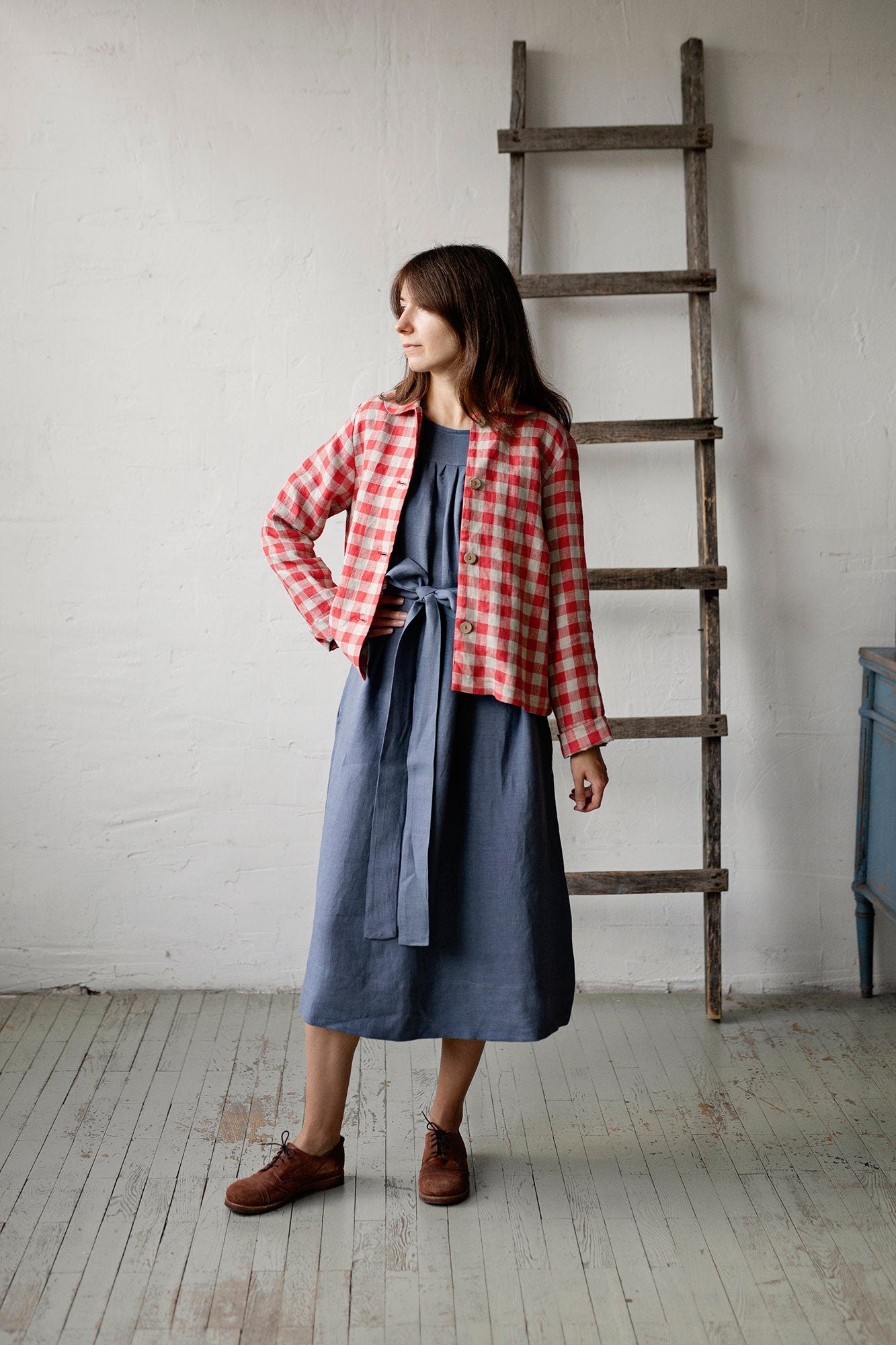 Dusty Blue Victorian Linen Dress – allthebeautifullinen