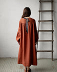 Rust Victorian Linen Dress