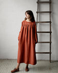 Rust Victorian Linen Dress