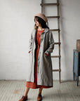 B&W Stripe Classic Linen Coat