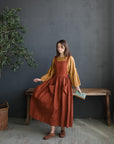 Rust Cottage Linen Dress