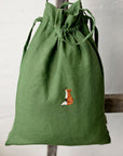 Sitting Fox Crossbody Linen Bag with Handles