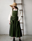 Forest Green Cottage Linen Dress