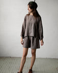 Brown Stripe Fall Linen Tunic