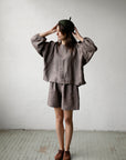 Brown Stripe Fall Linen Tunic