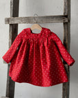 Red Polka Dot Festive Classic Linen Dress