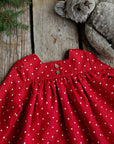 Red Polka Dot Festive Classic Linen Dress