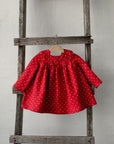 Red Polka Dot Festive Classic Linen Dress