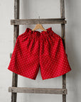 Red Polka Dot Festive Linen Shorts