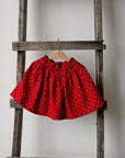 Red Polka Dot Festive Mini Linen Skirt