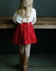 Red Polka Dot Festive Mini Linen Skirt