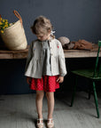 Red Polka Dot Festive Mini Linen Skirt