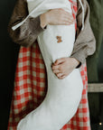 White Linen Christmas Stocking
