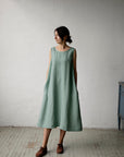Mint Sleeveless Linen Dress