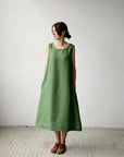 Apple Green Sleeveless Linen Dress