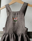 Brown Stripe Cross Back Linen Pinafore