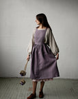 Mauve Midi Cross Back Linen Pinafore