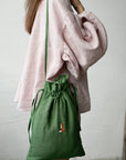 Sitting Fox Crossbody Linen Bag with Handles