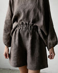 Brown Stripe Fall Linen Tunic
