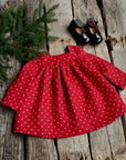 Red Polka Dot Festive Classic Linen Dress