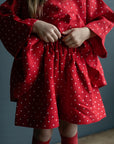 Red Polka Dot Festive Linen Shorts
