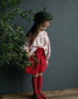 Red Polka Dot Festive Linen Shorts