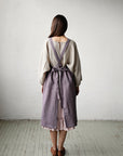 Mauve Midi Cross Back Linen Pinafore