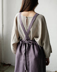 Mauve Midi Cross Back Linen Pinafore