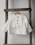 White Forest Long Sleeve Button Linen Shirt